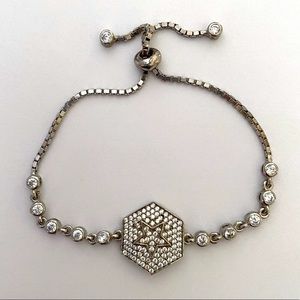 Star bracelet 925 silver cz stones slider hexagon star